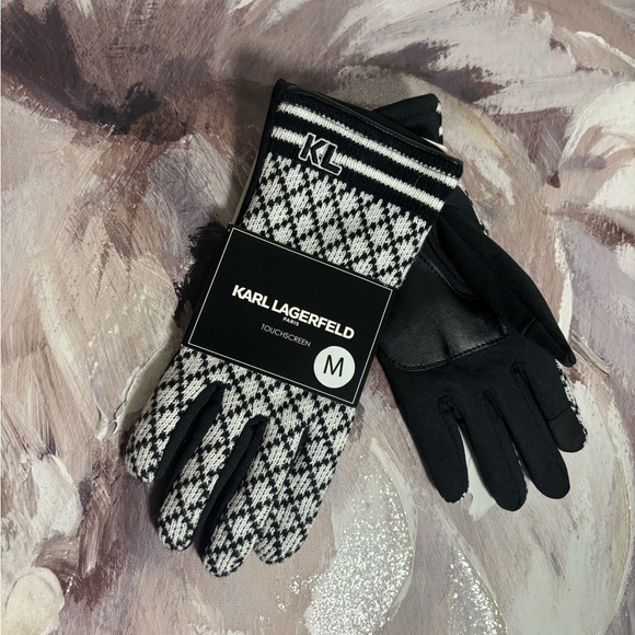 Karl Lagerfeld Accessories - Karl Lagerfeld Monochrome Patterned Gloves